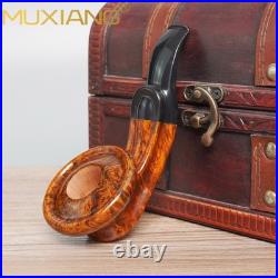 MUXIANG Briar Bulldog Pipe Handmade Briar Freehand Tobacco Pipe Cumberland Stem