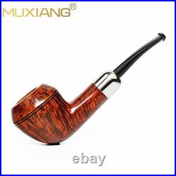 MUXIANG Briar Bulldog Pipe Handmade Smooth Wooden Tobacco Pipe 3mm Ebonit Stem