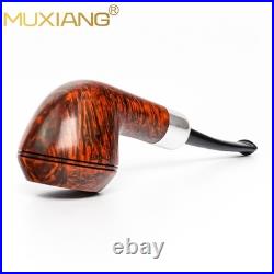 MUXIANG Briar Bulldog Pipe Handmade Smooth Wooden Tobacco Pipe 3mm Ebonit Stem