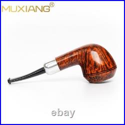 MUXIANG Briar Bulldog Pipe Handmade Smooth Wooden Tobacco Pipe 3mm Ebonit Stem