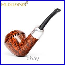 MUXIANG Briar Bulldog Pipe Handmade Smooth Wooden Tobacco Pipe 3mm Ebonit Stem