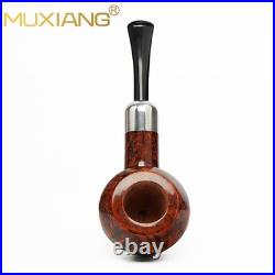 MUXIANG Briar Bulldog Pipe Handmade Smooth Wooden Tobacco Pipe 3mm Ebonit Stem