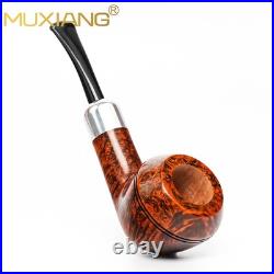 MUXIANG Briar Bulldog Pipe Handmade Smooth Wooden Tobacco Pipe 3mm Ebonit Stem