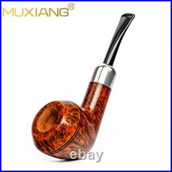 MUXIANG Briar Bulldog Pipe Handmade Smooth Wooden Tobacco Pipe 3mm Ebonit Stem
