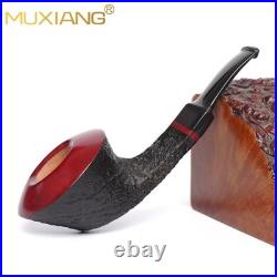 MUXIANG Briar Bulldog Pipe Sandblasted Wooden Freehand Tobacco Pipe Cumberland
