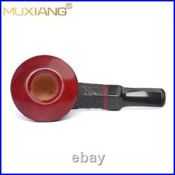 MUXIANG Briar Bulldog Pipe Sandblasted Wooden Freehand Tobacco Pipe Cumberland