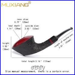 MUXIANG Briar Bulldog Pipe Sandblasted Wooden Freehand Tobacco Pipe Cumberland