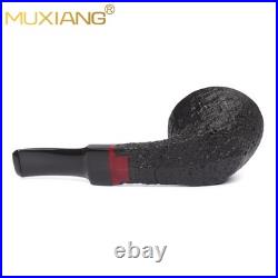 MUXIANG Briar Bulldog Pipe Sandblasted Wooden Freehand Tobacco Pipe Cumberland