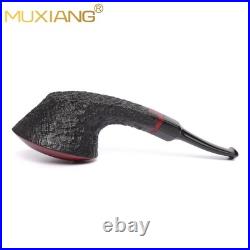 MUXIANG Briar Bulldog Pipe Sandblasted Wooden Freehand Tobacco Pipe Cumberland