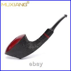 MUXIANG Briar Bulldog Pipe Sandblasted Wooden Freehand Tobacco Pipe Cumberland