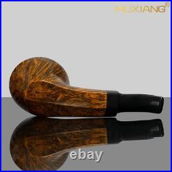 MUXIANG Briar Bulldog Pipe Smooth Wooden Freehand Tobacco Pipe Cumberland Stem MUXIANG Briar Bulldog Pipe Smooth Wooden Freehand Tobacco Pipe Cumberland Stem