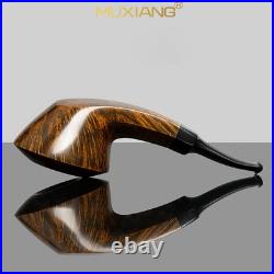 MUXIANG Briar Bulldog Pipe Smooth Wooden Freehand Tobacco Pipe Cumberland Stem MUXIANG Briar Bulldog Pipe Smooth Wooden Freehand Tobacco Pipe Cumberland Stem