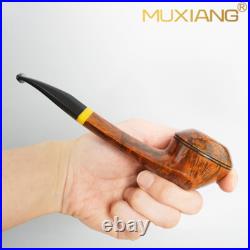 MUXIANG Briar Bulldog Tobacco Pipe Smooth Wooden Smoking Pipe Cumberland Stem