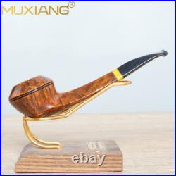 MUXIANG Briar Bulldog Tobacco Pipe Smooth Wooden Smoking Pipe Cumberland Stem