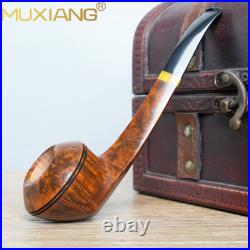 MUXIANG Briar Bulldog Tobacco Pipe Smooth Wooden Smoking Pipe Cumberland Stem