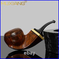 MUXIANG Briar Bulldog Tobacco Pipe Wooden Smooth Freehand Pipe Ebonite Stem Gift