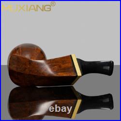MUXIANG Briar Bulldog Tobacco Pipe Wooden Smooth Freehand Pipe Ebonite Stem Gift