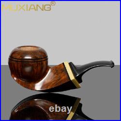 MUXIANG Briar Bulldog Tobacco Pipe Wooden Smooth Freehand Pipe Ebonite Stem Gift