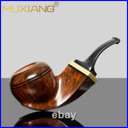 MUXIANG Briar Bulldog Tobacco Pipe Wooden Smooth Freehand Pipe Ebonite Stem Gift