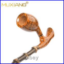MUXIANG Briar Cavalier Tobacco Pipe Churchwarden Freehand Pipe Long Bamboo Stem