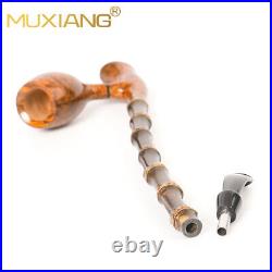 MUXIANG Briar Cavalier Tobacco Pipe Churchwarden Freehand Pipe Long Bamboo Stem
