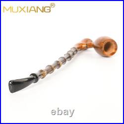 MUXIANG Briar Cavalier Tobacco Pipe Churchwarden Freehand Pipe Long Bamboo Stem