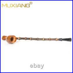 MUXIANG Briar Cavalier Tobacco Pipe Churchwarden Freehand Pipe Long Bamboo Stem