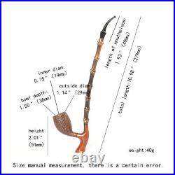 MUXIANG Briar Cavalier Tobacco Pipe Sandblasted Wooden Freehand Pipe Bamboo Stem