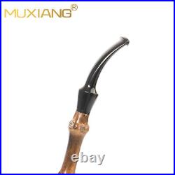 MUXIANG Briar Cavalier Tobacco Pipe Sandblasted Wooden Freehand Pipe Bamboo Stem