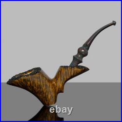MUXIANG Briar Cherrywood Tobacco Pipe Smooth Bent Poker Pipe Wooden Smoking Pipe