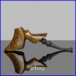 MUXIANG Briar Cherrywood Tobacco Pipe Smooth Bent Poker Pipe Wooden Smoking Pipe