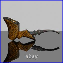 MUXIANG Briar Cherrywood Tobacco Pipe Smooth Bent Poker Pipe Wooden Smoking Pipe