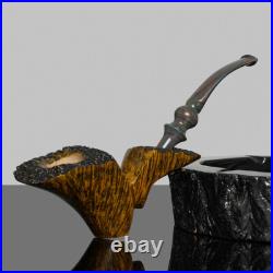 MUXIANG Briar Cherrywood Tobacco Pipe Smooth Bent Poker Pipe Wooden Smoking Pipe