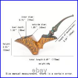 MUXIANG Briar Cherrywood Tobacco Pipe Wooden Smooth Poker Pipe Bent Ebonite Stem