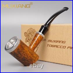 MUXIANG Briar Cigar Pipe 9mm Poker Tobacco Pipe Cigar Tip Holder Fit 52-58 Ring