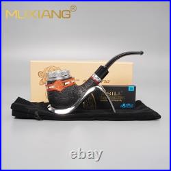 MUXIANG Briar Cigar Pipe 9mm Tobacco Pipe Wooden Cigar Tip Holder Fit 52-58 Ring