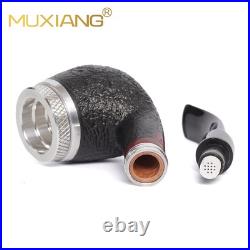 MUXIANG Briar Cigar Pipe 9mm Wooden Tobacco Pipe Cigar Tip Holder Fit 52-58 Ring
