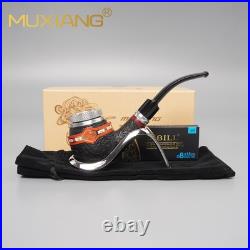 MUXIANG Briar Cigar Pipe 9mm Wooden Tobacco Pipe Cigar Tip Holder Fit 52-58 Ring