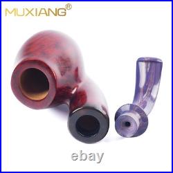 MUXIANG Briar Egg Pipe Handmade Wooden Smooth Tobacco Pipe 3mm Ebonite Stem