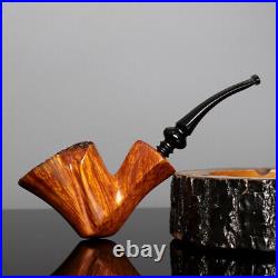 MUXIANG Briar Fleur Pipe Handmade Tobacco Pipe Smooth Freehand Pipe Curved Stem