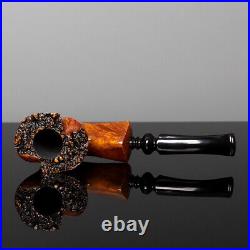 MUXIANG Briar Fleur Pipe Handmade Tobacco Pipe Smooth Freehand Pipe Curved Stem