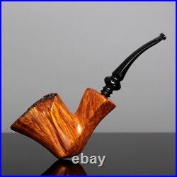 MUXIANG Briar Fleur Pipe Handmade Tobacco Pipe Smooth Freehand Pipe Curved Stem