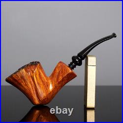 MUXIANG Briar Fleur Pipe Handmade Tobacco Pipe Smooth Freehand Pipe Curved Stem