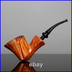 MUXIANG Briar Fleur Pipe Handmade Tobacco Pipe Smooth Freehand Pipe Curved Stem