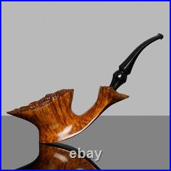 MUXIANG Briar Fleur Pipe Wooden Tobacco Pipe Smooth Freehand Pipe Ebonite Stem