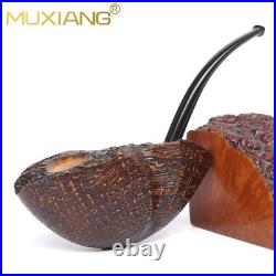 MUXIANG Briar Fleur Tobacco Pipe Wooden Sandblasted Smoking Pipe Ebonite Stem MUXIANG Briar Fleur Tobacco Pipe Wooden Sandblasted Smoking Pipe Ebonite Stem