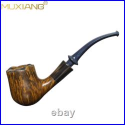 MUXIANG Briar Freehand Pipe Smooth Tobacco Pipe Wooden Smoking Pipe Ebonite Stem