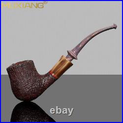 MUXIANG Briar Freehand Pipe Wooden Tobacco Smoking Pipe Ebonite Stem Sandblasted