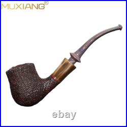 MUXIANG Briar Freehand Pipe Wooden Tobacco Smoking Pipe Ebonite Stem Sandblasted