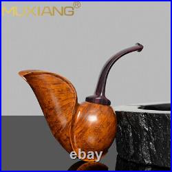 MUXIANG Briar Freehand Tobacco Pipe Handmade Wooden Swan Pipe Smooth Pipe Gift